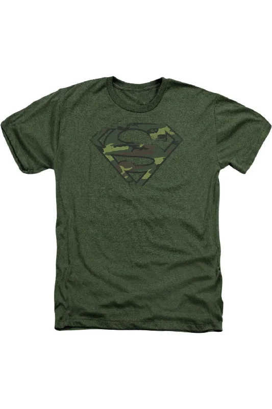 Men's Shirts with Wrinkle-Resistant FabricSuperman Distressed Camo Shield Adult Heather Tee / T-Shirt Men's Shirts with Wrinkle-Resistant FabricSuperman Distressed Camo Shield Adult Heather Tee / T-Shirt