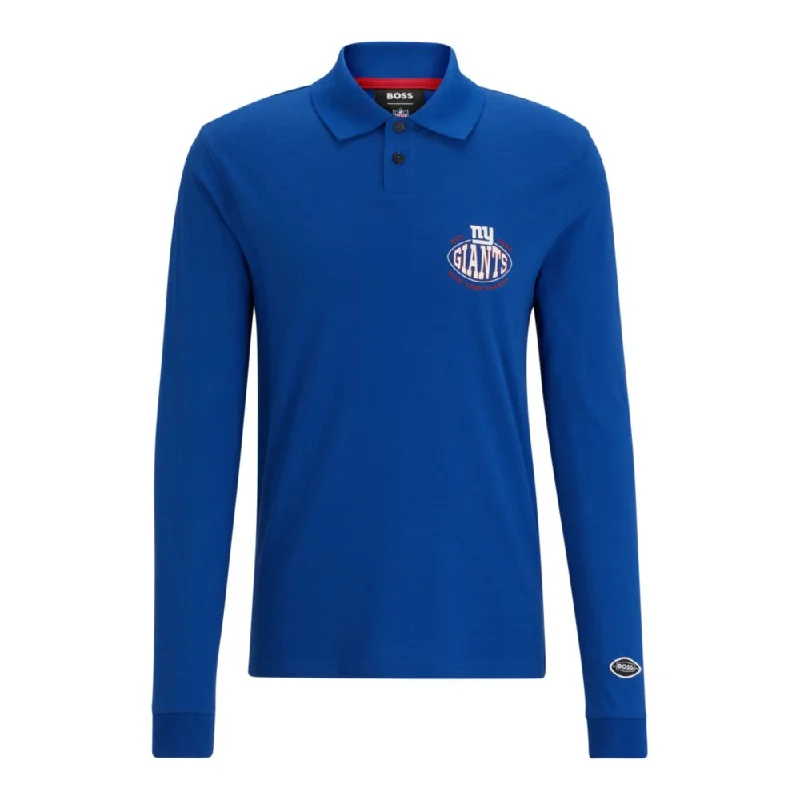 Durable Men's Work ShirtsBOSS x NFL long-sleeved polo shirt with collaborative branding Durable Men's Work ShirtsBOSS x NFL long-sleeved polo shirt with collaborative branding