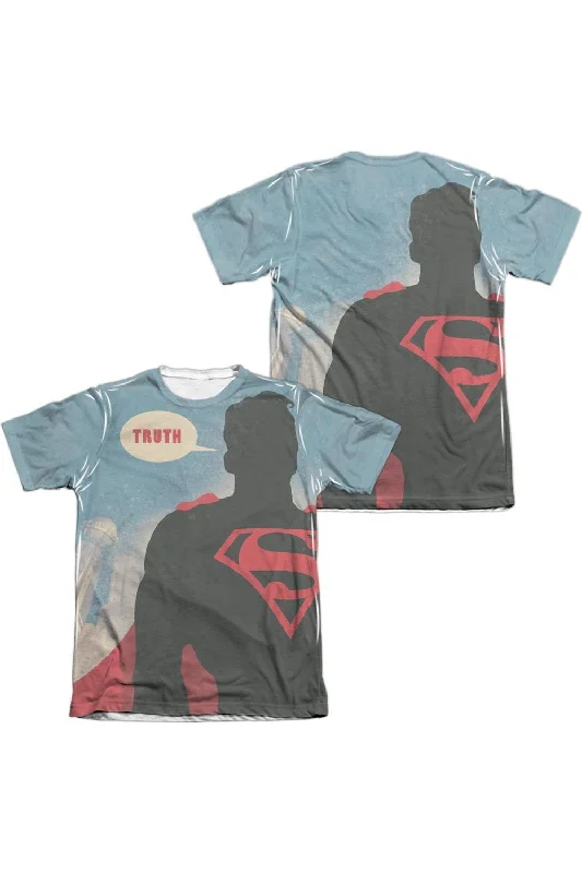Men's Shirts with Drawstring WaistbandsSuperman Truth (Front/Back Print) Adult Poly/Cotton Short Sleeve Tee / T-Shirt Men's Shirts with Drawstring WaistbandsSuperman Truth (Front/Back Print) Adult Poly/Cotton Short Sleeve Tee / T-Shirt