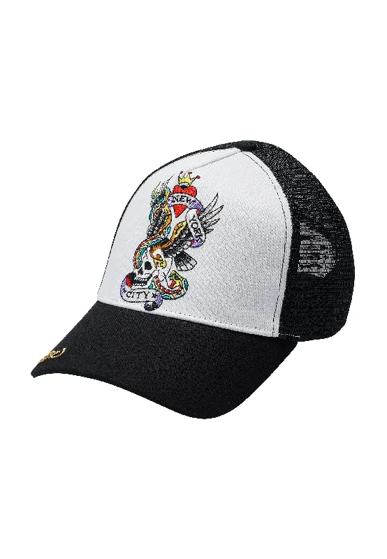 Men's Straw Hats for SummerUnisex Nyc Twill Front Mesh Trucker Cap - White/Black