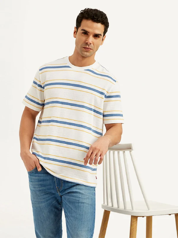 Men's Shirts with Contrast StitchingMen's Striped Crew Neck T-Shirt