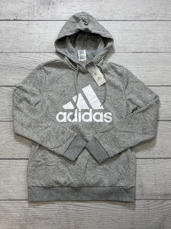 Comfortable Men's Fleece HoodiesAthletic Sweatshirt Hoodie By Adidas In Grey, Size: M Comfortable Men's Fleece HoodiesAthletic Sweatshirt Hoodie By Adidas In Grey, Size: M