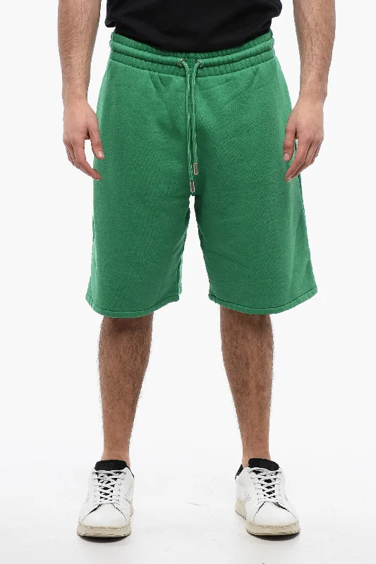 Flexible Fit Men's Yoga and Workout ShortsOff-White Brushed Cotton Jogger Shorts With Embroidered Bandana Logo Flexible Fit Men's Yoga and Workout ShortsOff-White Brushed Cotton Jogger Shorts With Embroidered Bandana Logo