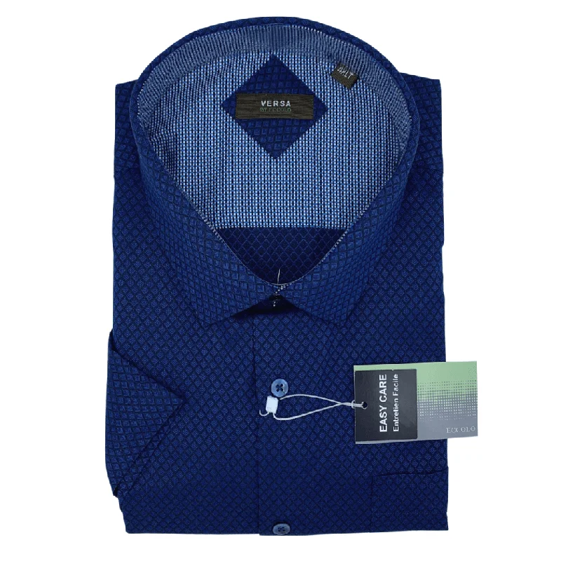 Men's Iron-Free Shirts for Wrinkle-Resistant WearVersa by Eccolo Short Sleeve Sport Shirt - MR4AG - T - Indigo 17 Men's Iron-Free Shirts for Wrinkle-Resistant WearVersa by Eccolo Short Sleeve Sport Shirt - MR4AG - T - Indigo 17
