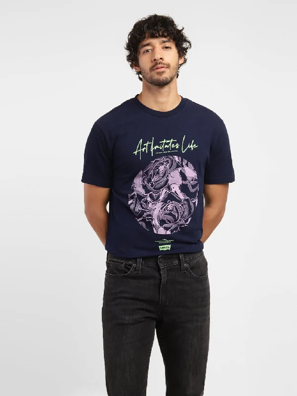 Men's Shirts with Lace-Up HemlinesMen's Graphic Print Crew Neck T-shirt