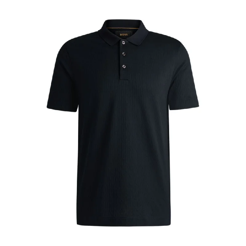 Men's Shirts with High NecksRegular-fit polo shirt in quilted cotton and silk