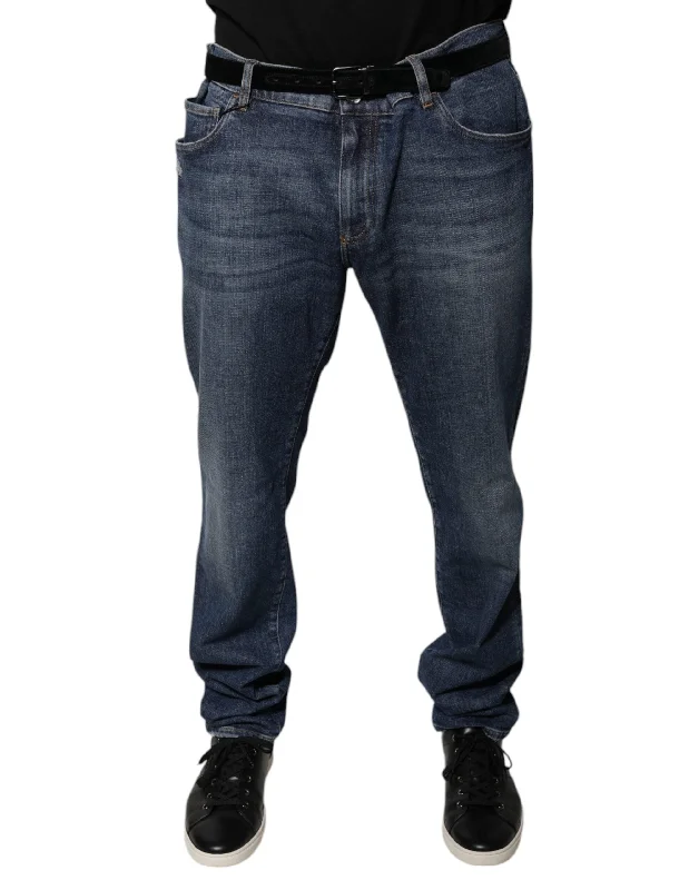 Mid-Waisted Men's JeansDolce & Gabbana  Cotton Logo Skinny Men's Jeans