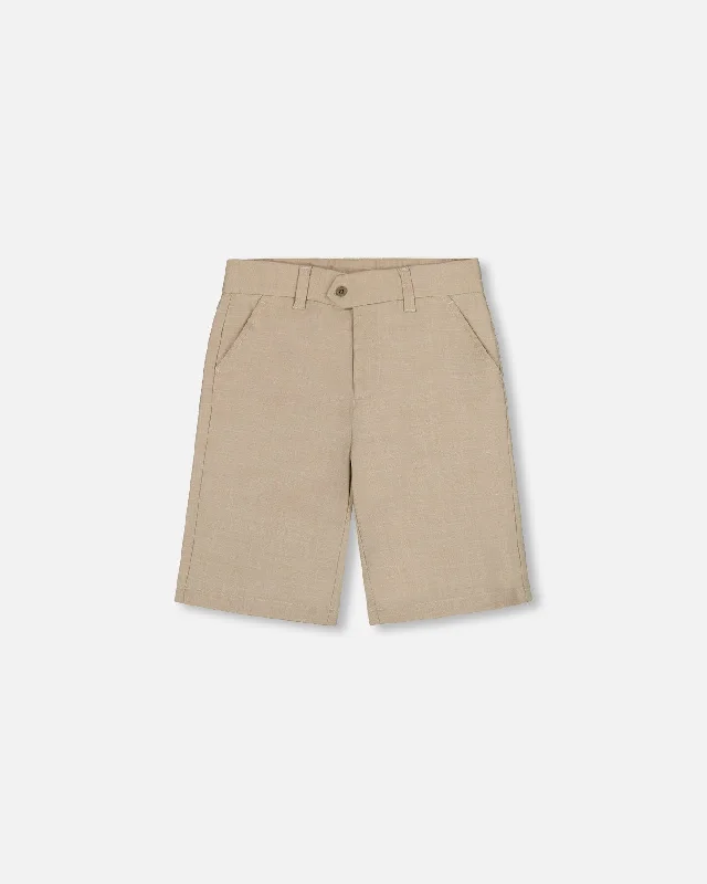Tailored and Dressy Men's Short PantsSlant Pocket Bermuda Shorts Light Taupe
