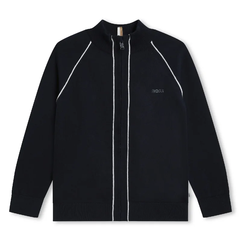Men's Sweaters with Embroidered DesignsNavy Zip Up Sweatshirt