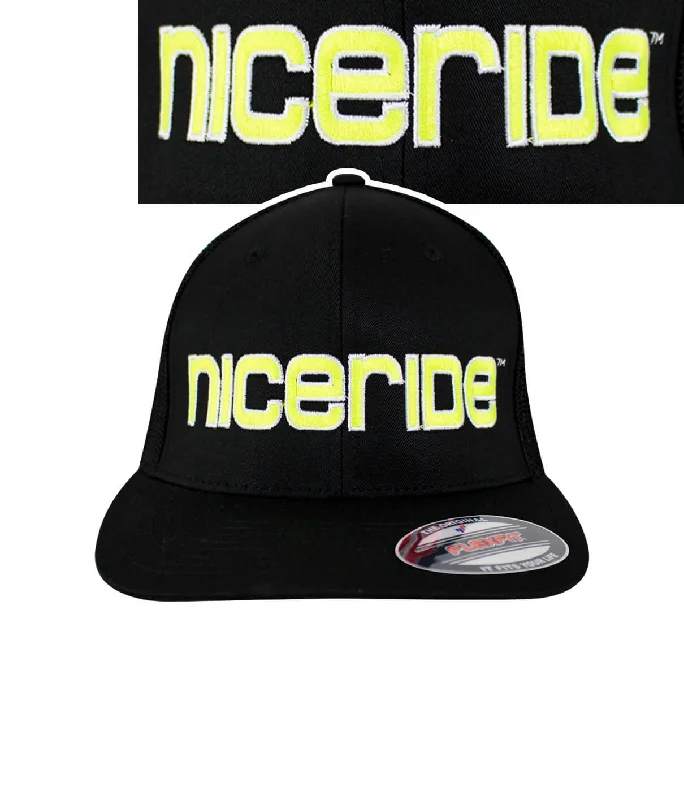 Adjustable Baseball Caps for Kids"Bold Tower" Black Meshback Flexfit Hat