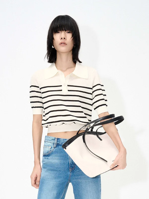 Men's Sweaters with Hidden PocketsShort Sleeve Striped Top