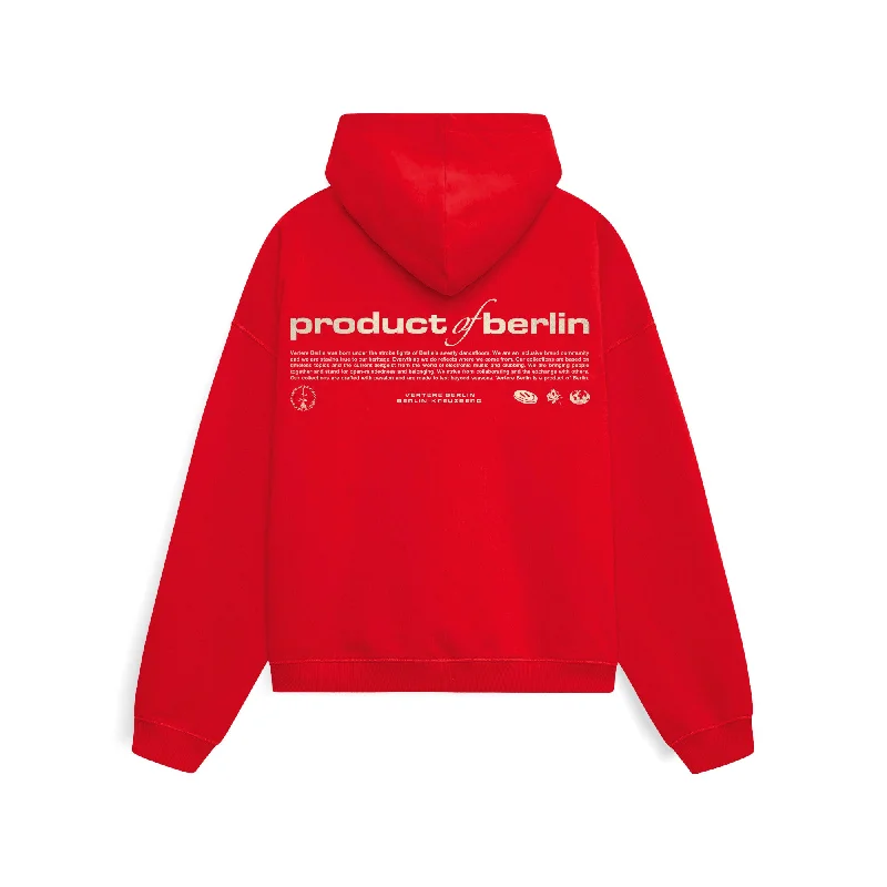 Men's Sweaters with Relaxed FitsPRODUCT OF BERLIN HOODIE - RED