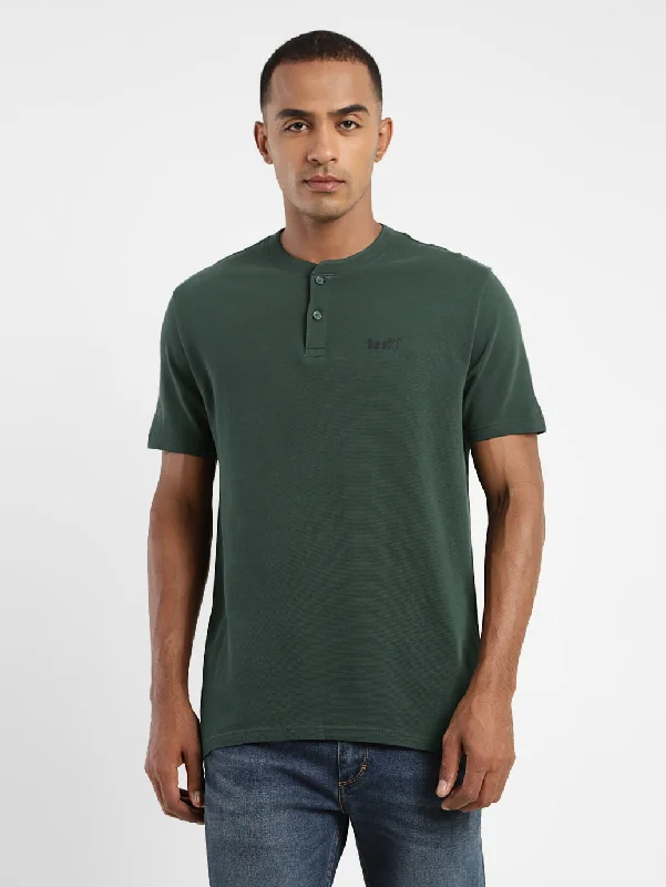 Men's Shirts with Asymmetrical HemlinesMen's Solid Henley Neck T-shirt