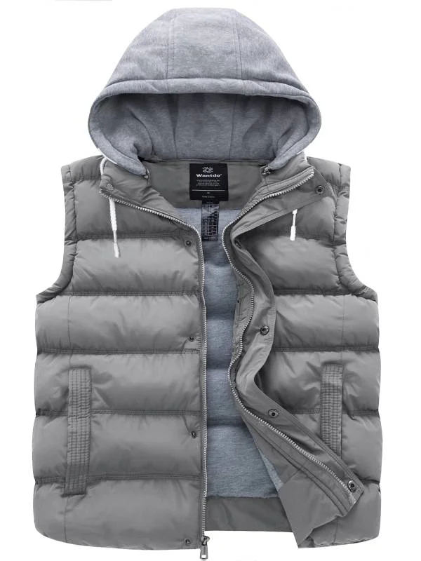 Men's Coats for Short MenMen's Big and Tall Puffer Vest Plus Size Gilet Winter Jacket with Detachable Hood Recycled Polyester Men's Coats for Short MenMen's Big and Tall Puffer Vest Plus Size Gilet Winter Jacket with Detachable Hood Recycled Polyester