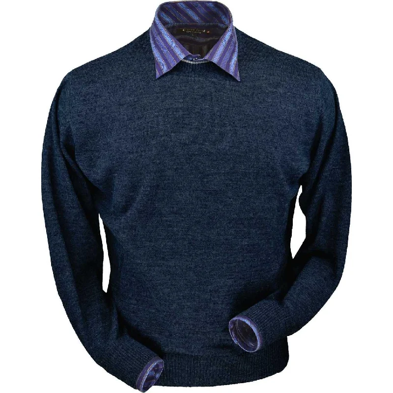Cozy Men's Cable-Knit SweatersRoyal Alpaca Crew Neck Sweater in Midnight Heather by Peru Unlimited Cozy Men's Cable-Knit SweatersRoyal Alpaca Crew Neck Sweater in Midnight Heather by Peru Unlimited