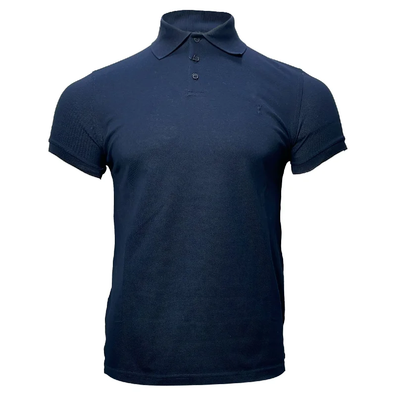 Men's Shirts with Adjustable CuffsSaint Laurent Cassandre Embroidered-Logo Polo Shirt in Navy Blue Cotton Men's Shirts with Adjustable CuffsSaint Laurent Cassandre Embroidered-Logo Polo Shirt in Navy Blue Cotton