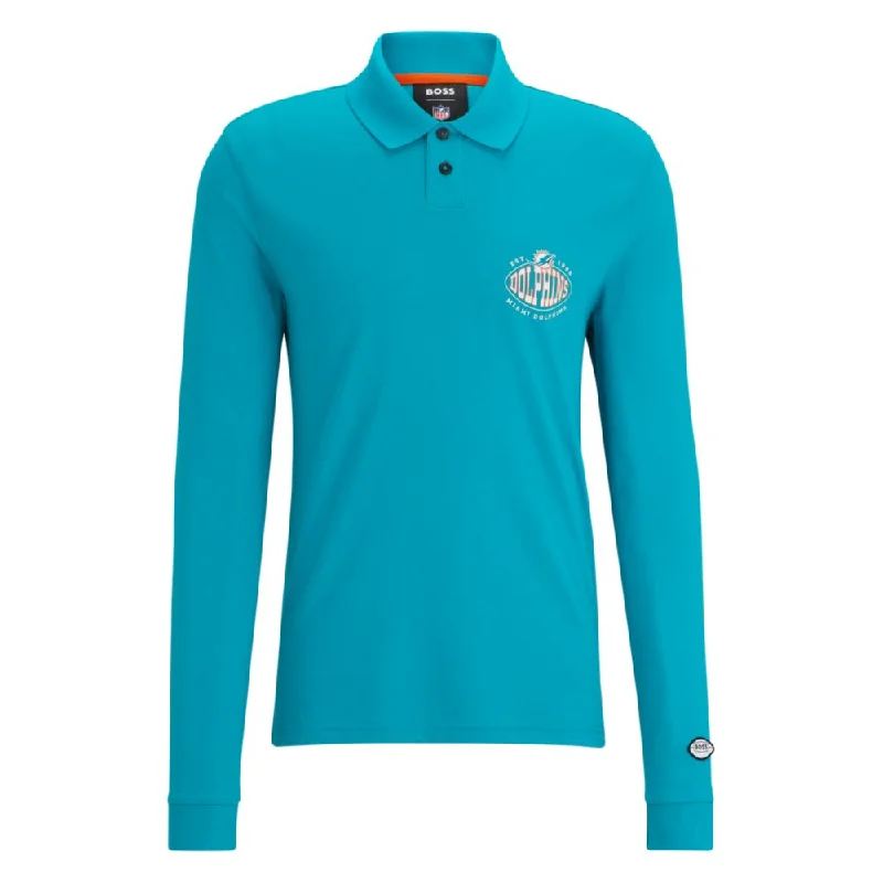 Men's Shirts with Embellished CollarsBOSS x NFL long-sleeved polo shirt with collaborative branding Men's Shirts with Embellished CollarsBOSS x NFL long-sleeved polo shirt with collaborative branding