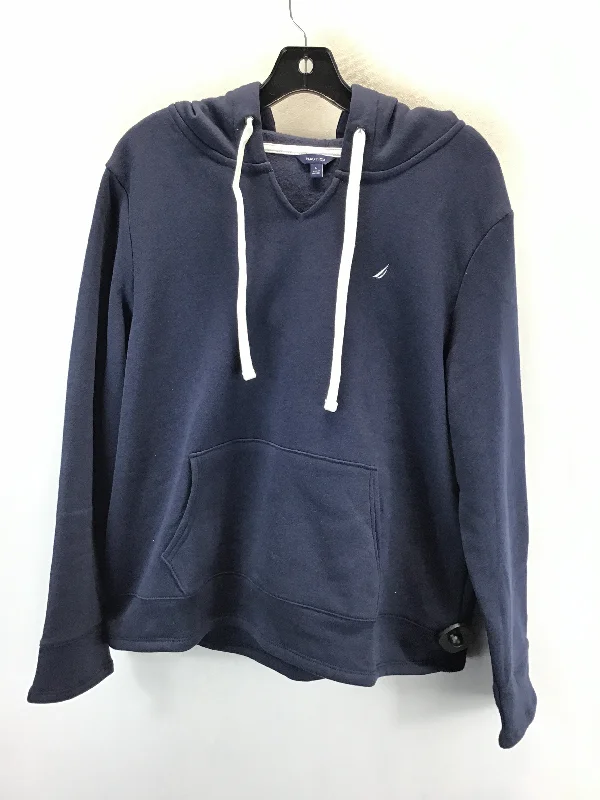 Classic Men's Cotton HoodiesSweatshirt Hoodie By Nautica In Blue, Size: L