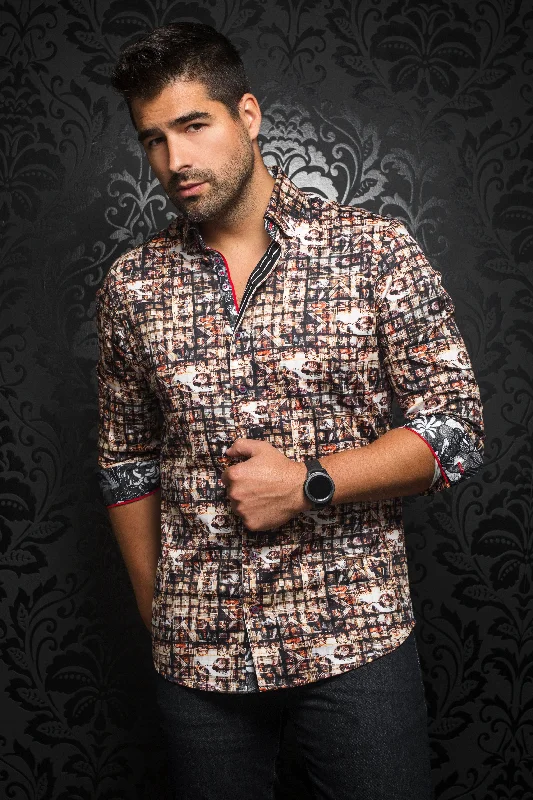 Men's Iron-Free Shirts for Wrinkle-Resistant WearAu Noir Patterned Sport Shirt - Sistine, Multi - VO-000477 Men's Iron-Free Shirts for Wrinkle-Resistant WearAu Noir Patterned Sport Shirt - Sistine, Multi - VO-000477