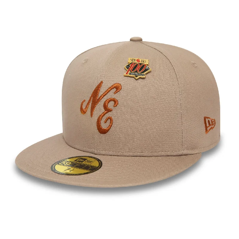 Designer Trucker HatsNew Era Script Beige 59FIFTY Fitted Cap