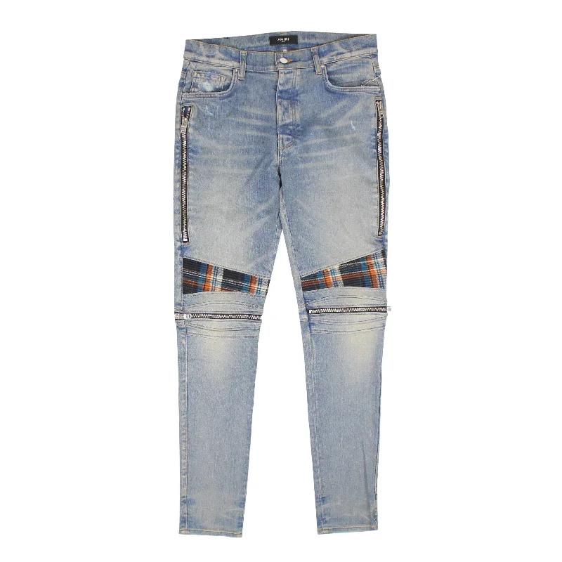 Authentic Men's Denim JeansAmiri Mx2 Plaid Straight-Fit Jeans - Indigo/Orange