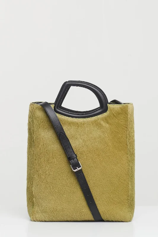 Men's Coats with PocketsDries Van Noten Calf Hair Tote Bag in Light Green