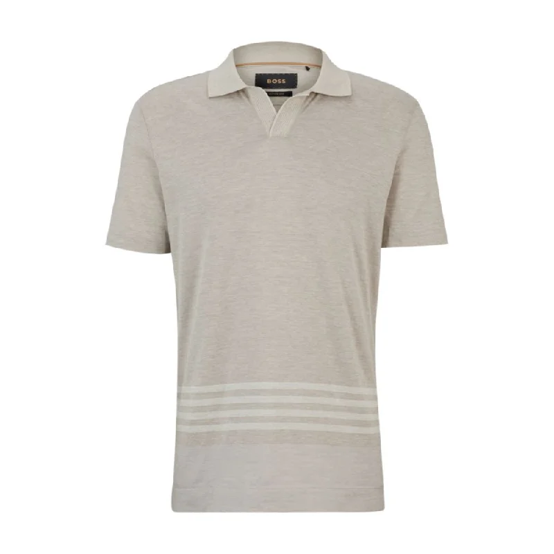 Men's Shirts with Zippered PocketsCotton-silk polo shirt with striped details