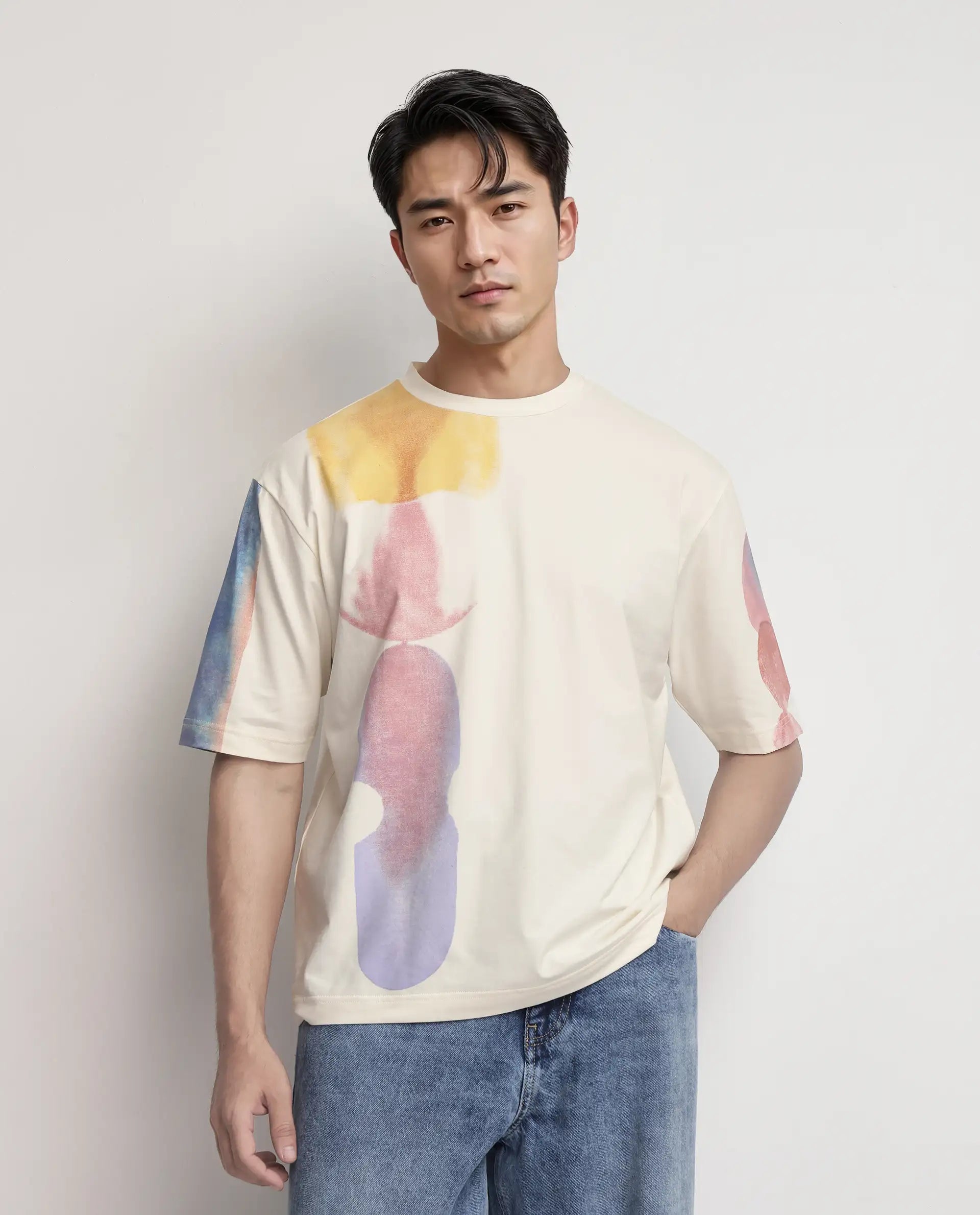 Men's Shirts with Hidden ButtonsRare Rabbit Men Ovet Off White Cotton Blend Fabric Short Sleeve Crew Neck Qlo Fit Abstract Print T-Shirt Men's Shirts with Hidden ButtonsRare Rabbit Men Ovet Off White Cotton Blend Fabric Short Sleeve Crew Neck Qlo Fit Abstract Print T-Shirt