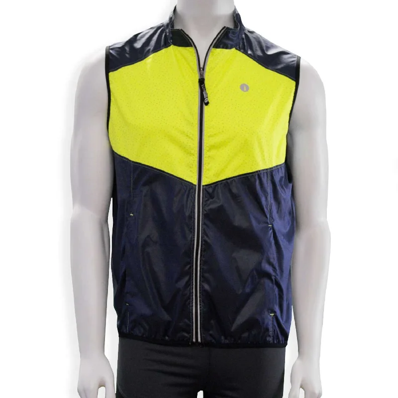 Winter-Ready Men's CoatsFINAL SALE: Venture Packable Men's Reflective Vest in Navy / Flo Lime