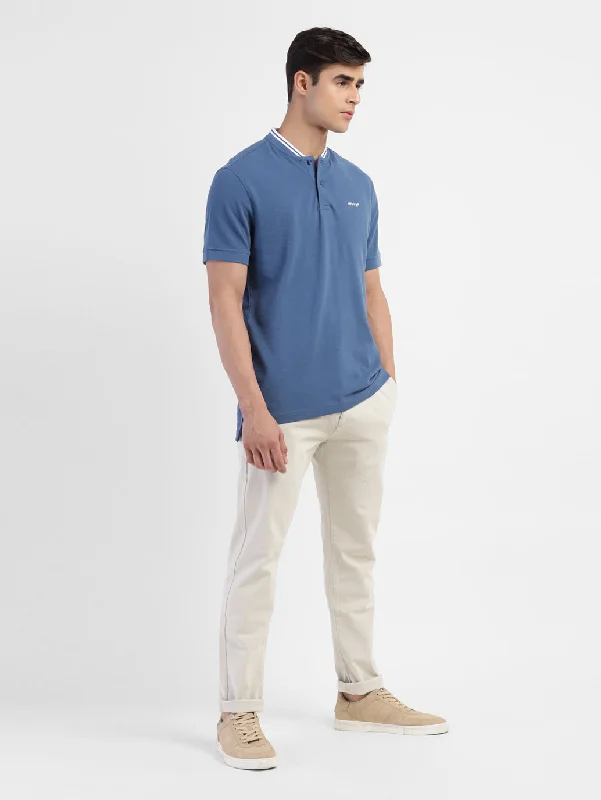 Men's Shirts with Embellished CollarsMen's Solid Band Neck T-shirt