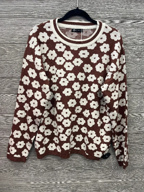 Men's Hoodies with Screen-Printed GraphicsSweatshirt Crewneck By Clothes Mentor In Brown & White, Size: L