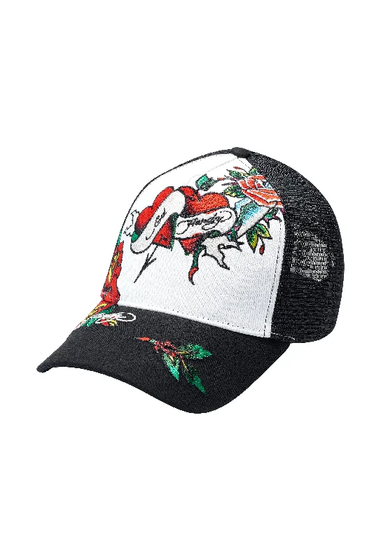 Vibrant Straw HatsUnisex Love Ed Twill Front Mesh Trucker Cap - White