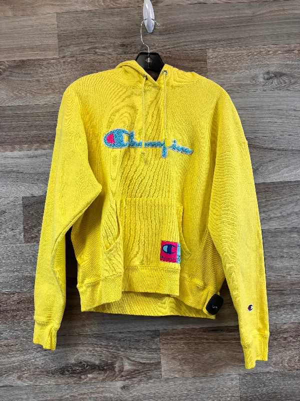 Men's Hoodies with Button-Down PocketsAthletic Sweatshirt Hoodie By Champion In Yellow, Size: L Men's Hoodies with Button-Down PocketsAthletic Sweatshirt Hoodie By Champion In Yellow, Size: L