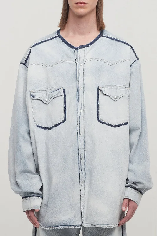 Men's Coats for City WearMaison Margiela Long-Sleeved Ice Denim Shirt