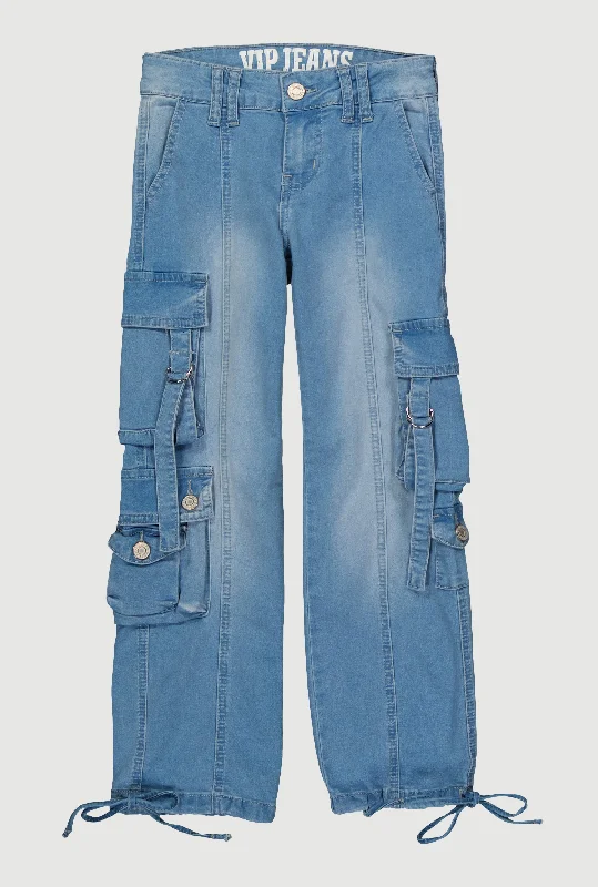 Mid-Waisted Men's JeansGirls VIP Drawstring Hem Cargo Jeans