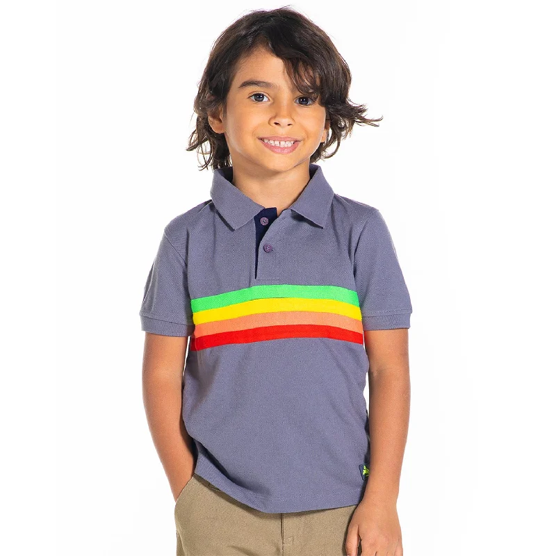 Men's Shirts with Ruffled HemlinesColorful Striped Polo Shirt