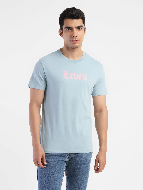 Warm Men's Fleece-Lined TopsMen's Brand Logo Crew Neck T-shirt
