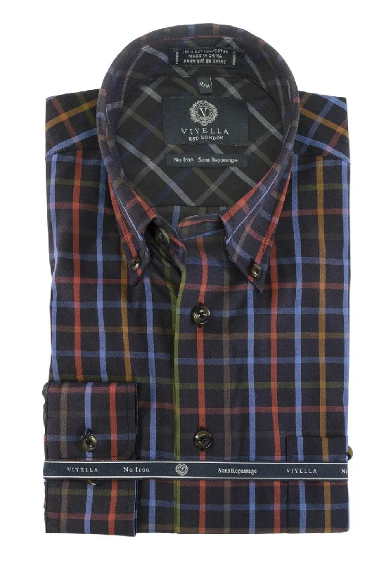 Men's Timeless Dress Shirts for Enduring StyleViyella 100% Cotton Non-Iron Long Sleeve Sport Shirt - Multi Navy - 457454 Men's Timeless Dress Shirts for Enduring StyleViyella 100% Cotton Non-Iron Long Sleeve Sport Shirt - Multi Navy - 457454