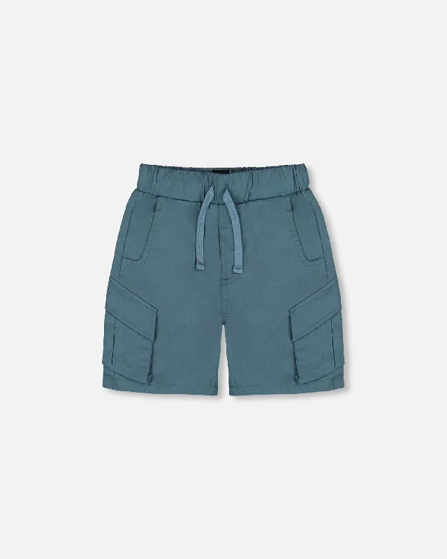 Cool and Crisp Men's Linen ShortsParachute Cargo Pocket Shorts Dark Teal
