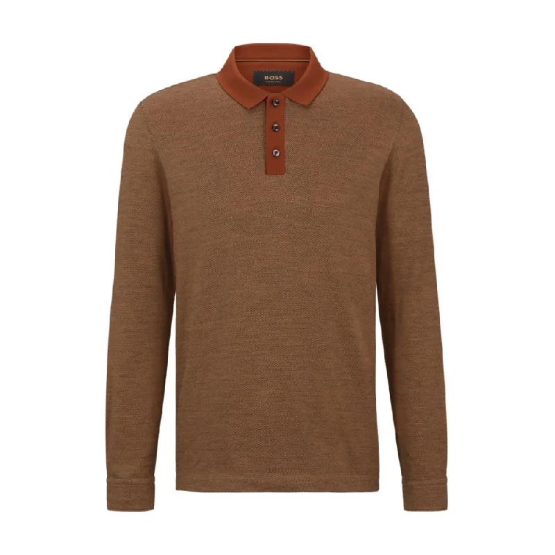 Men's Shirts with Button-Down PocketsGeometric-pattern polo shirt in cotton and wool