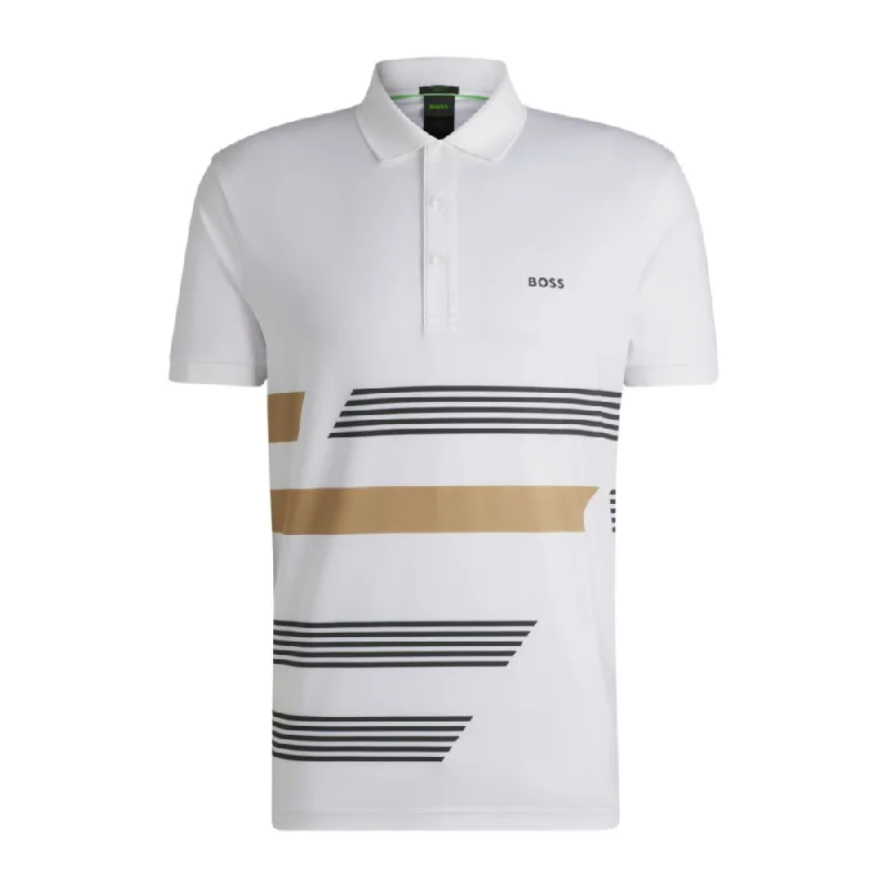 Men's Shirts for HikingPaddy stretch-jersey polo shirt with stripe print