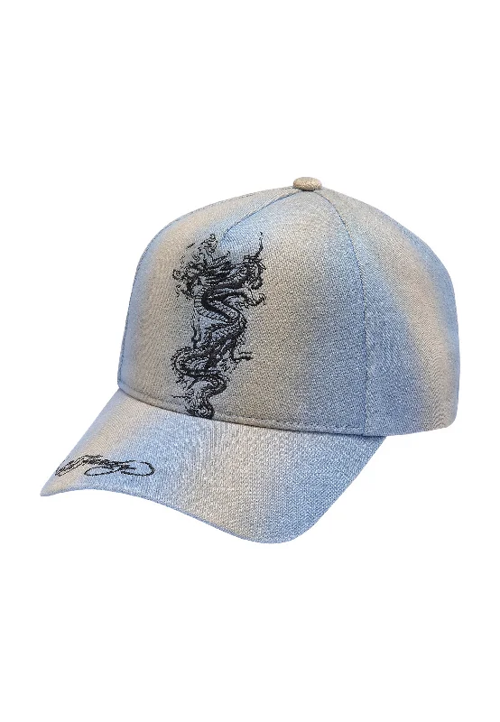Retro Baseball CapsUnisex Flaming Dragon Twill Front Mesh Trucker - Bleach