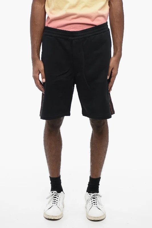 Work-Appropriate Men's Cargo ShortsAlexander Mcqueen Brushed Cotton Shorts With Side Logoed Bands