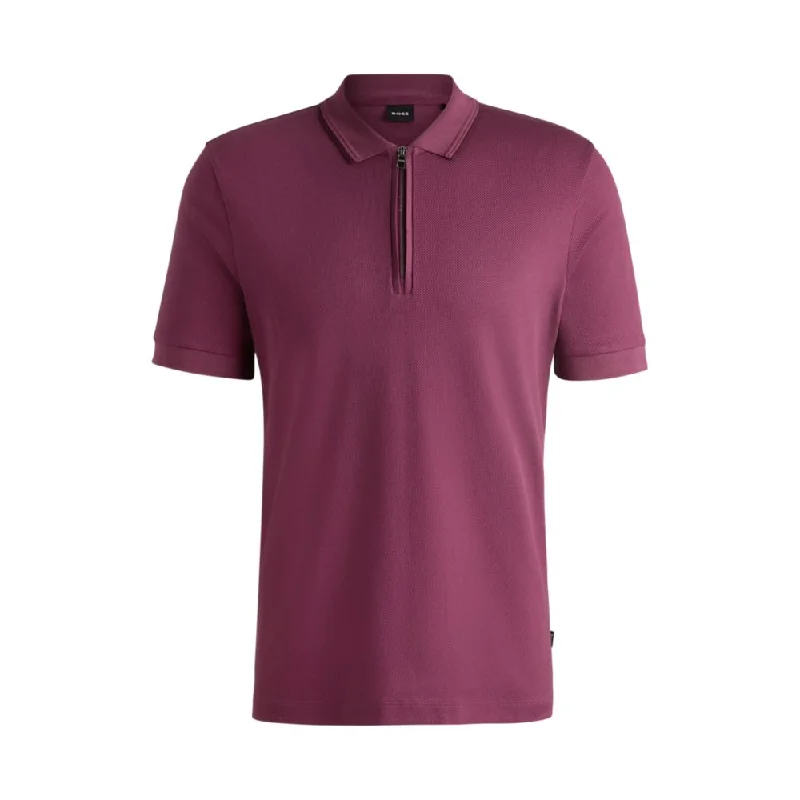 Men's Shirts with Antimicrobial TreatmentStructured-cotton polo shirt with zip placket