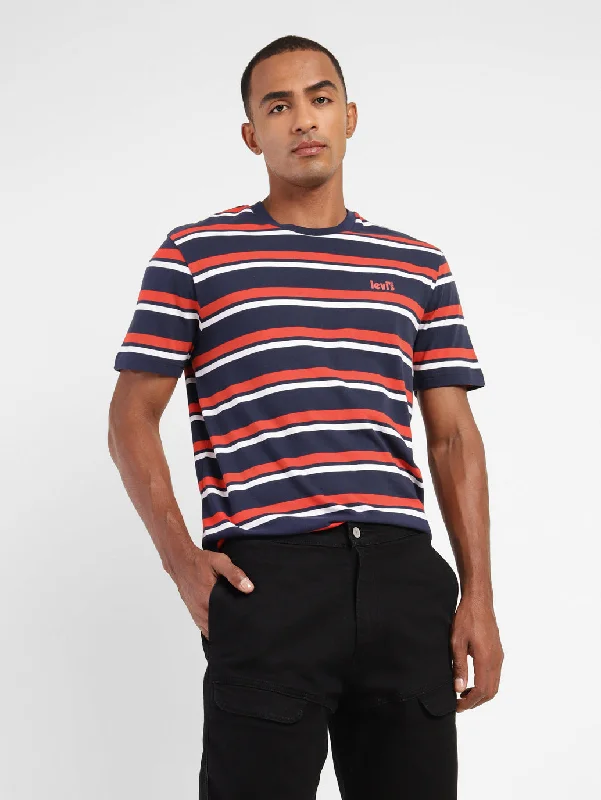 Men's Shirts with Rounded HemlinesMen's Striped Crew Neck T-shirt