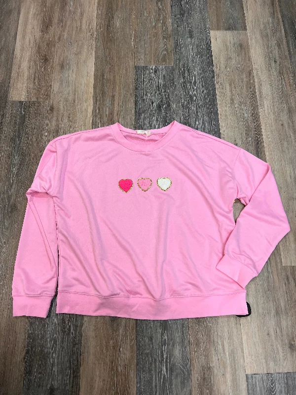 Men's Hoodies with Military InfluenceSweatshirt Collar By Doe & Rae In Pink, Size: L Men's Hoodies with Military InfluenceSweatshirt Collar By Doe & Rae In Pink, Size: L