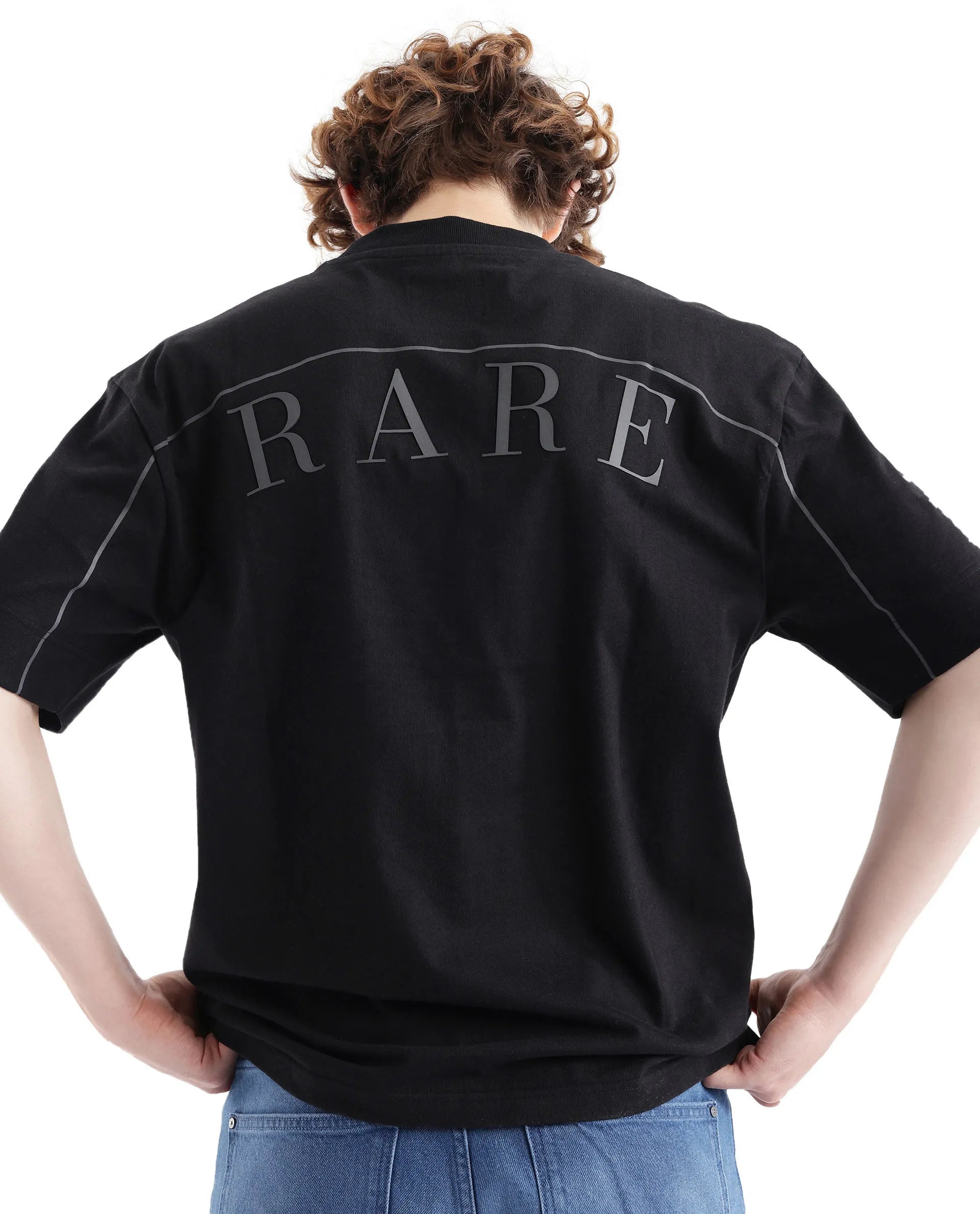 Men's Shirts with High NecksRare Rabbit Men Endrol Black Cotton Fabric Short Sleeve Boxy Fit Typography Back Printed T-Shirt Men's Shirts with High NecksRare Rabbit Men Endrol Black Cotton Fabric Short Sleeve Boxy Fit Typography Back Printed T-Shirt