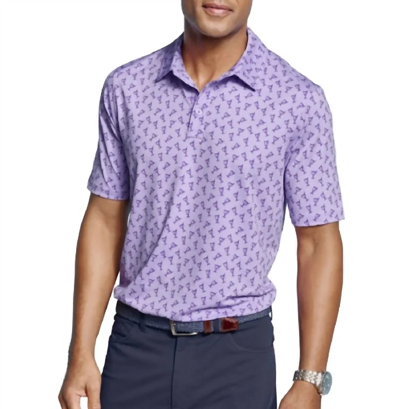 Men's Shirts with Bow TiesPrinted Performance Polo Shirt In Lavender Tonal Cocktail Men's Shirts with Bow TiesPrinted Performance Polo Shirt In Lavender Tonal Cocktail