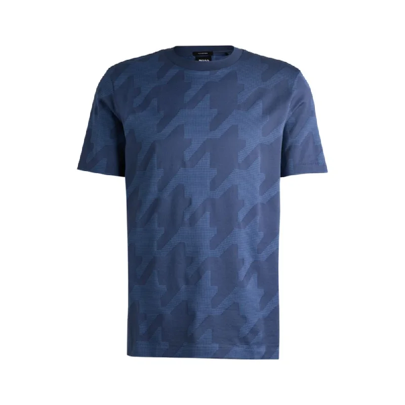 Men's Shirts with Chest PocketsMercerized-cotton T-shirt with houndstooth jacquard