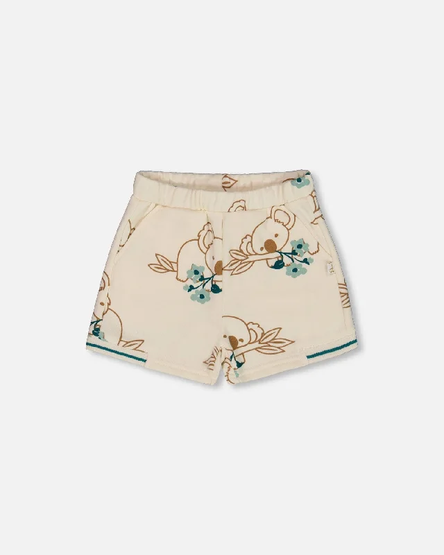 Durable and Tough Men's Work and Cargo ShortsPrinted French Terry Short Off-White And Koala Durable and Tough Men's Work and Cargo ShortsPrinted French Terry Short Off-White And Koala